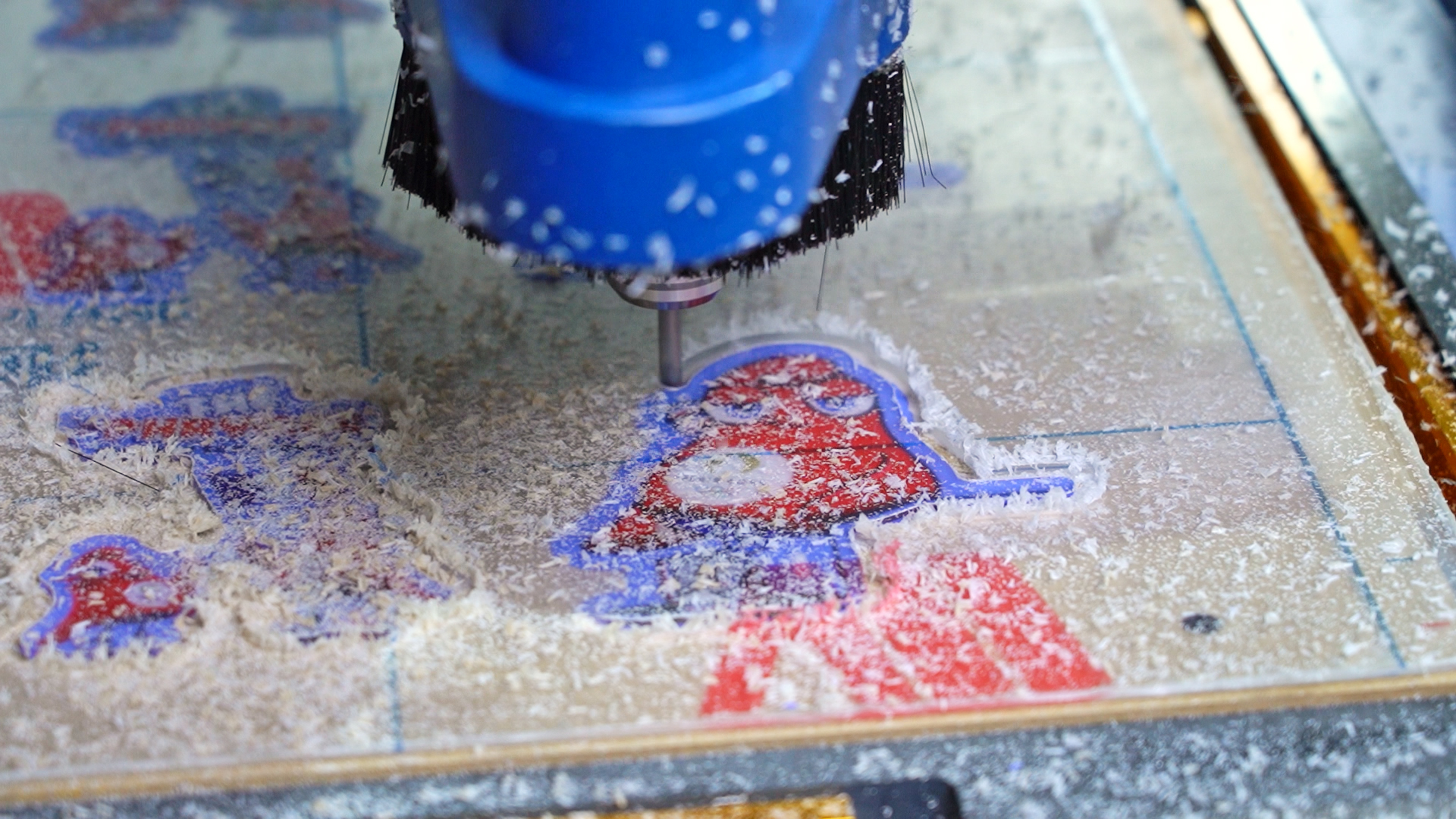 CNC router machine cutting acrylic